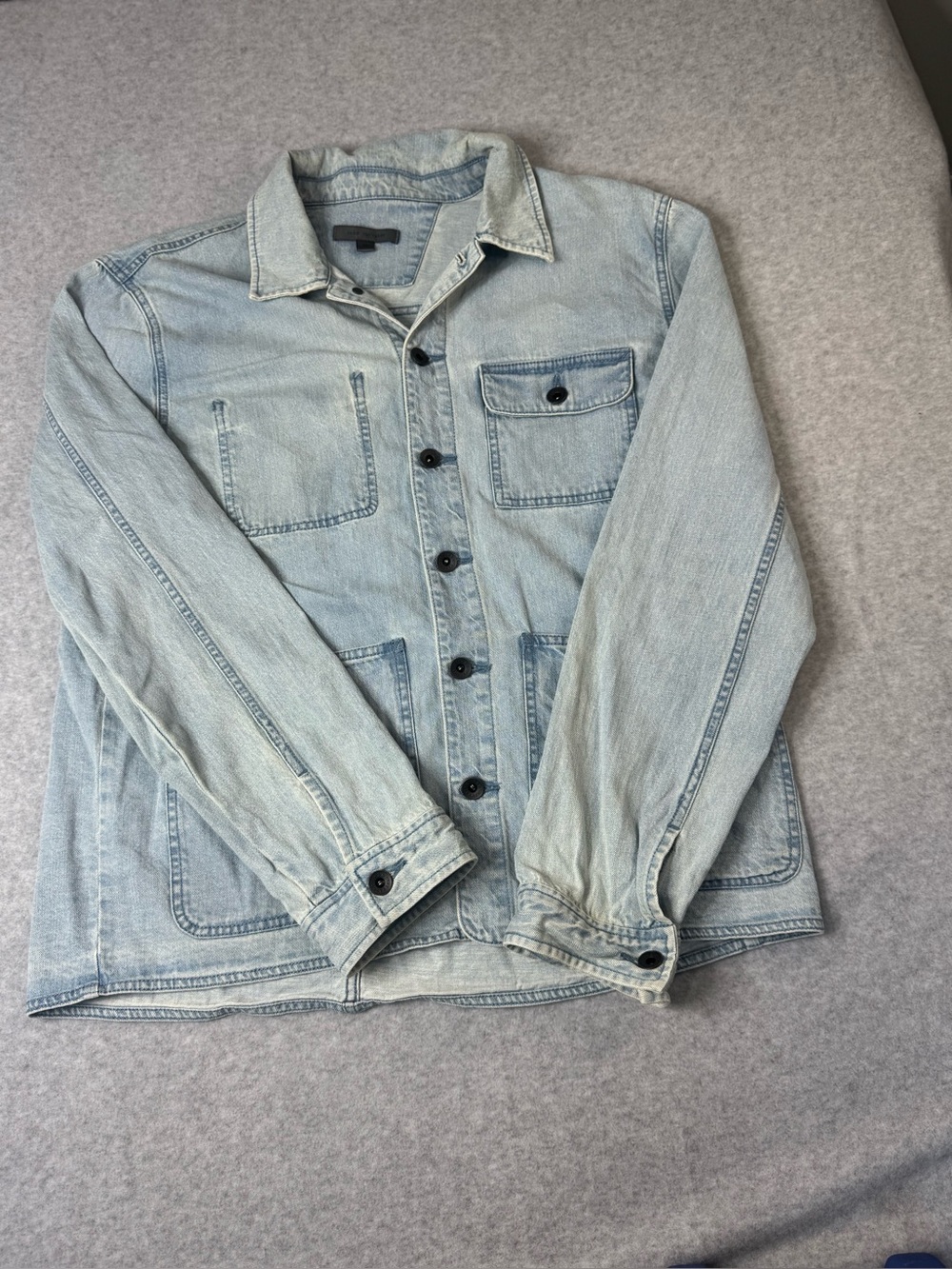 John Varvatos Light Blue Denim Workwear Utility Shacket ShirtJacket Size 52
